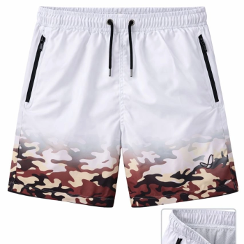 Erkek Deniz Şortu Fermuarlı Cepli File Astarlı Hızlı Kuruyan Premium - Beyaz