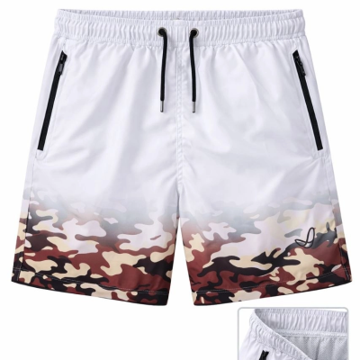 Erkek Deniz Şortu Fermuarlı Cepli File Astarlı Hızlı Kuruyan Premium - Beyaz