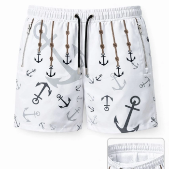 Erkek Deniz Şortu Fermuarlı Cepli File Astarlı Hızlı Kuruyan Premium - Beyaz