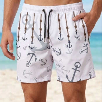 Erkek Deniz Şortu Fermuarlı Cepli File Astarlı Hızlı Kuruyan Premium - Beyaz