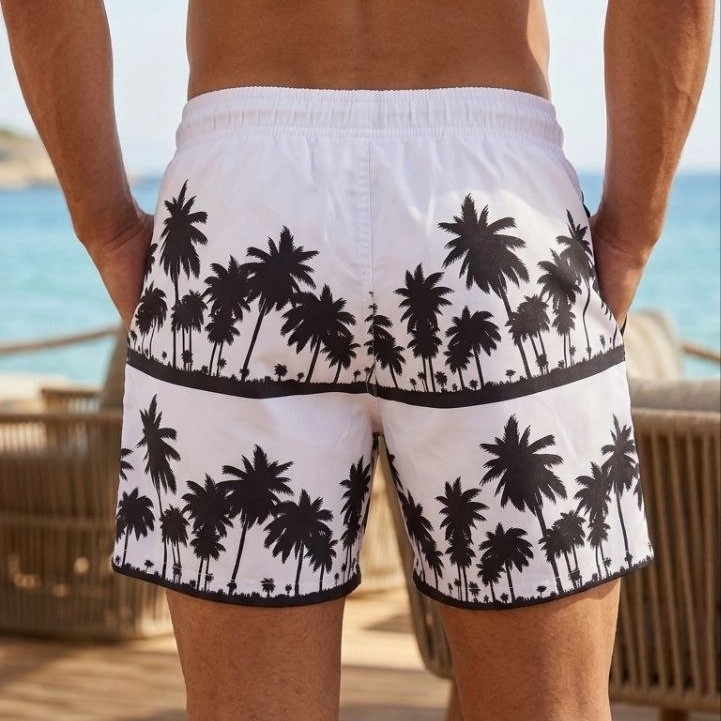 Erkek Deniz Şortu Fermuarlı Cepli File Astarlı Hızlı Kuruyan Premium - Beyaz