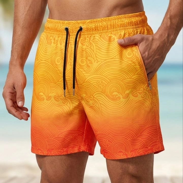 Erkek Deniz Şortu Fermuarlı Cepli File Astarlı Hızlı Kuruyan Premium - Çok Renkli