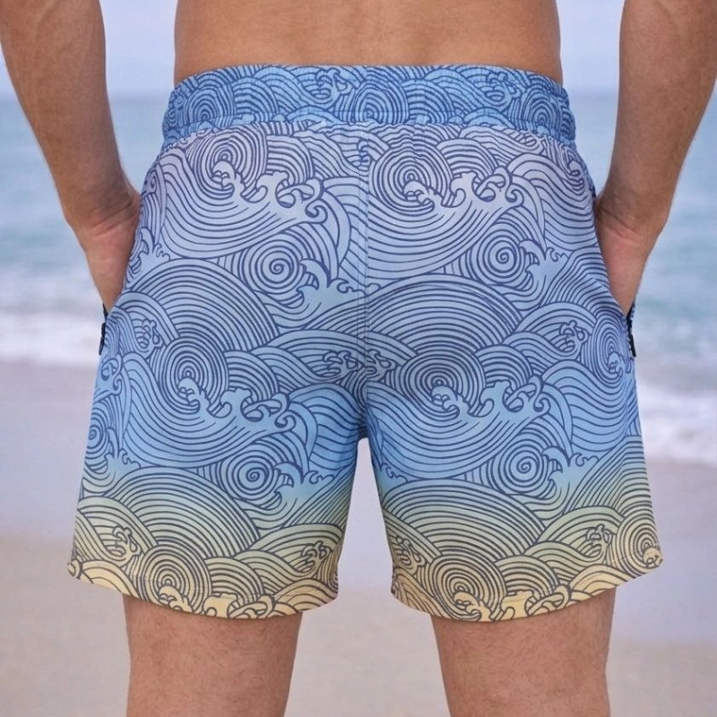 Erkek Deniz Şortu Fermuarlı Cepli File Astarlı Hızlı Kuruyan Premium - Çok Renkli