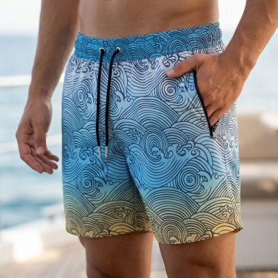 Erkek Deniz Şortu Fermuarlı Cepli File Astarlı Hızlı Kuruyan Premium - Çok Renkli