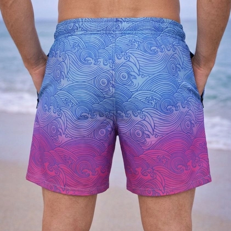 Erkek Deniz Şortu Fermuarlı Cepli File Astarlı Hızlı Kuruyan Premium - Çok Renkli