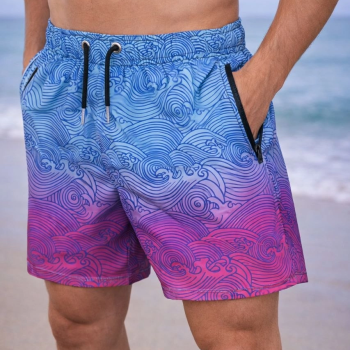 Erkek Deniz Şortu Fermuarlı Cepli File Astarlı Hızlı Kuruyan Premium - Çok Renkli