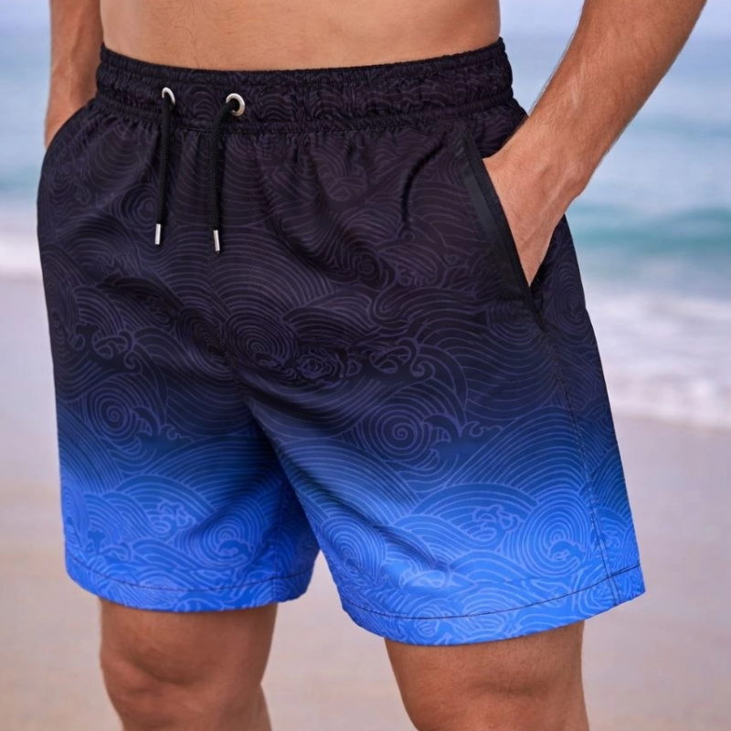 Erkek Deniz Şortu Fermuarlı Cepli File Astarlı Hızlı Kuruyan Premium - Çok Renkli