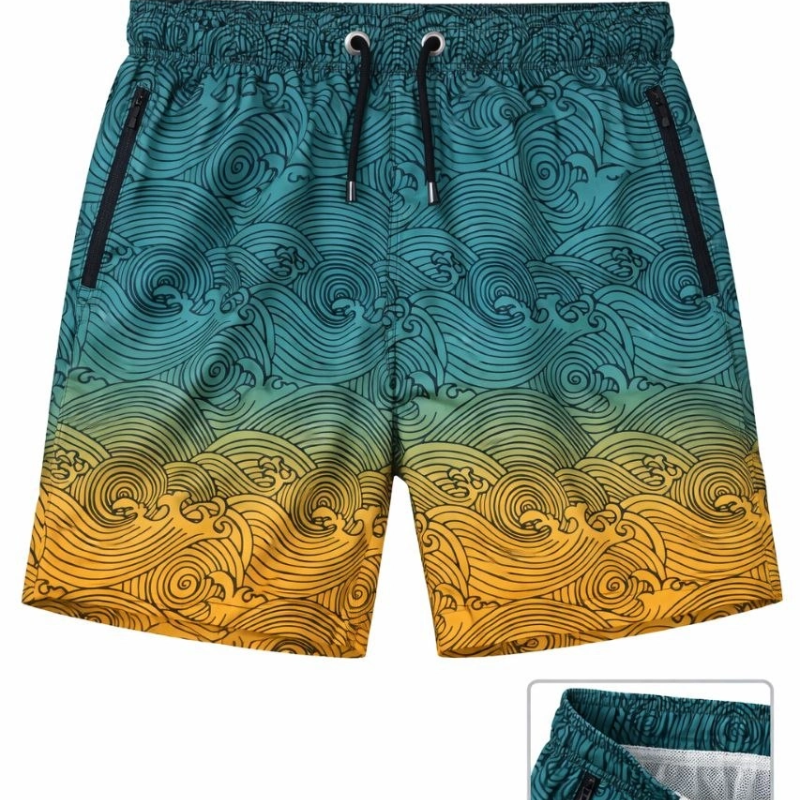 Erkek Deniz Şortu Fermuarlı Cepli File Astarlı Hızlı Kuruyan Premium - Çok Renkli