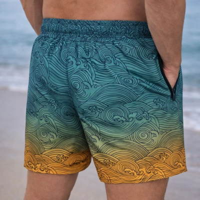 Erkek Deniz Şortu Fermuarlı Cepli File Astarlı Hızlı Kuruyan Premium - Çok Renkli