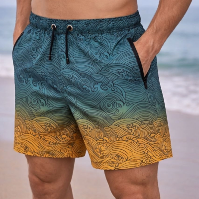 Erkek Deniz Şortu Fermuarlı Cepli File Astarlı Hızlı Kuruyan Premium - Çok Renkli