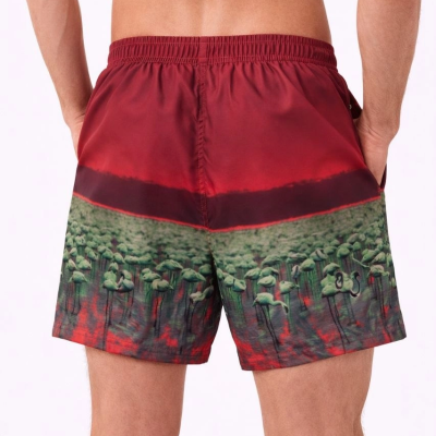 Erkek Deniz Şortu Fermuarlı Cepli File Astarlı Hızlı Kuruyan Premium - Kırmızı