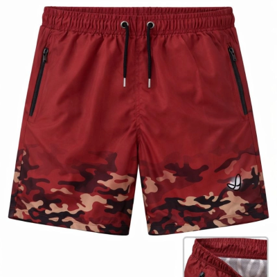 Erkek Deniz Şortu Fermuarlı Cepli File Astarlı Hızlı Kuruyan Premium - Kırmızı