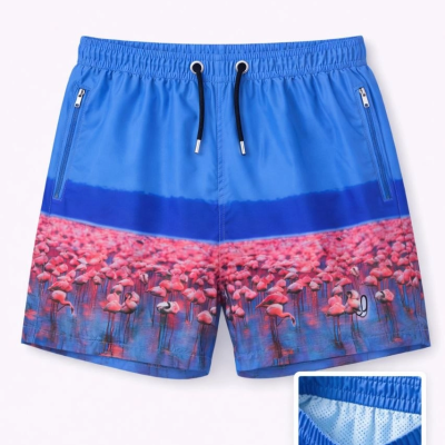 Erkek Deniz Şortu Fermuarlı Cepli File Astarlı Hızlı Kuruyan Premium - Mavi