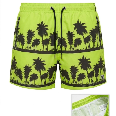 Erkek Deniz Şortu Fermuarlı Cepli File Astarlı Hızlı Kuruyan Premium - Neon Yeşili
