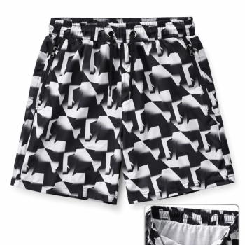 Erkek Deniz Şortu Fermuarlı Cepli File Astarlı Hızlı Kuruyan Premium - Siyah