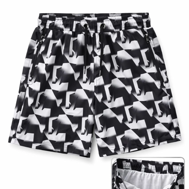 Erkek Deniz Şortu Fermuarlı Cepli File Astarlı Hızlı Kuruyan Premium - Siyah