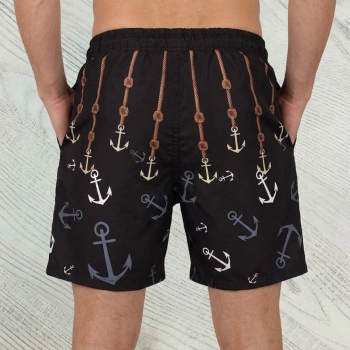 Erkek Deniz Şortu Fermuarlı Cepli File Astarlı Hızlı Kuruyan Premium - Siyah