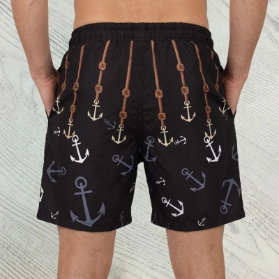 Erkek Deniz Şortu Fermuarlı Cepli File Astarlı Hızlı Kuruyan Premium - Siyah