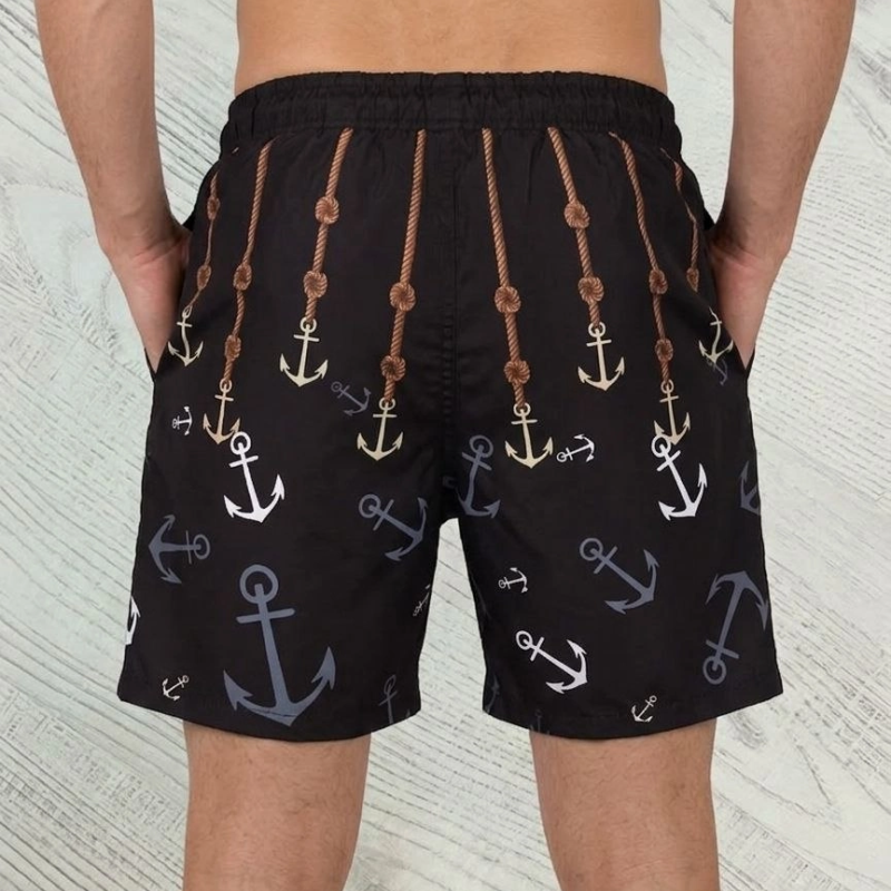 Erkek Deniz Şortu Fermuarlı Cepli File Astarlı Hızlı Kuruyan Premium - Siyah