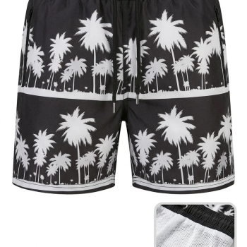 Erkek Deniz Şortu Fermuarlı Cepli File Astarlı Hızlı Kuruyan Premium - Siyah