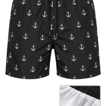 Erkek Deniz Şortu Fermuarlı Cepli File Astarlı Hızlı Kuruyan Premium - Siyah