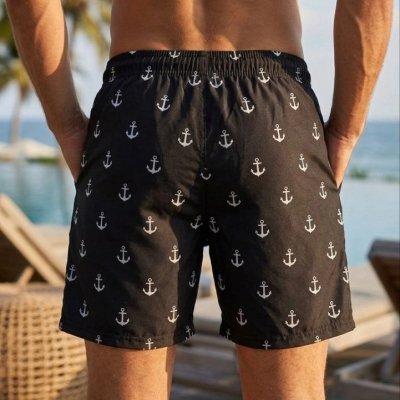 Erkek Deniz Şortu Fermuarlı Cepli File Astarlı Hızlı Kuruyan Premium - Siyah