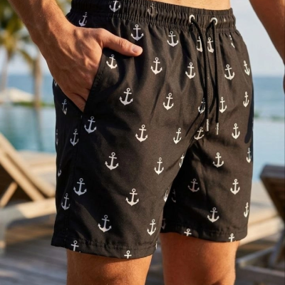 Erkek Deniz Şortu Fermuarlı Cepli File Astarlı Hızlı Kuruyan Premium - Siyah