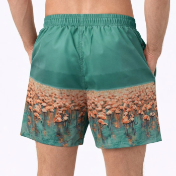 Erkek Deniz Şortu Fermuarlı Cepli File Astarlı Hızlı Kuruyan Premium - Su Yeşili