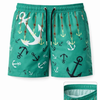 Erkek Deniz Şortu Fermuarlı Cepli File Astarlı Hızlı Kuruyan Premium - Su Yeşili