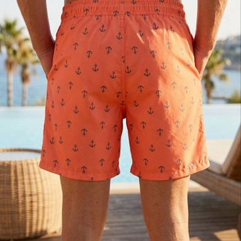 Erkek Deniz Şortu Fermuarlı Cepli File Astarlı Hızlı Kuruyan Premium - Turuncu