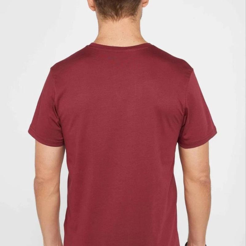Erkek Düz Bisiklet Yaka Tişört Kısa Kol Yazlık T-Shirt -  Bordo