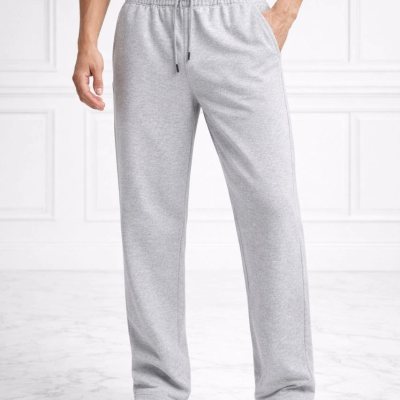 Erkek Düz Paça Beli Lastikli Eşofman Alt Pantolon - Gri