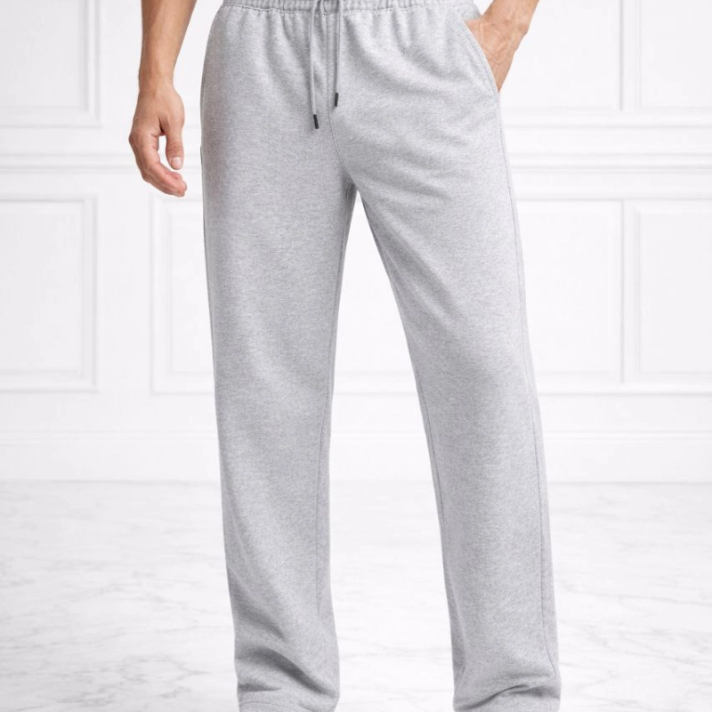 Erkek Düz Paça Beli Lastikli Eşofman Alt Pantolon - Gri