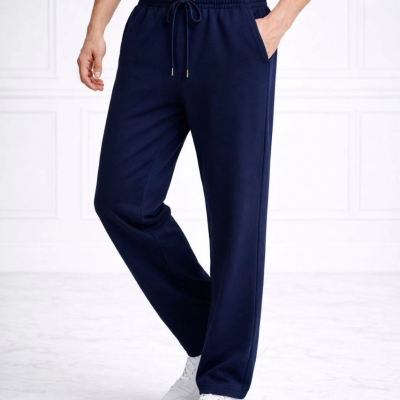 Erkek Düz Paça Beli Lastikli  Eşofman Altı Pantolon  - Lacivert