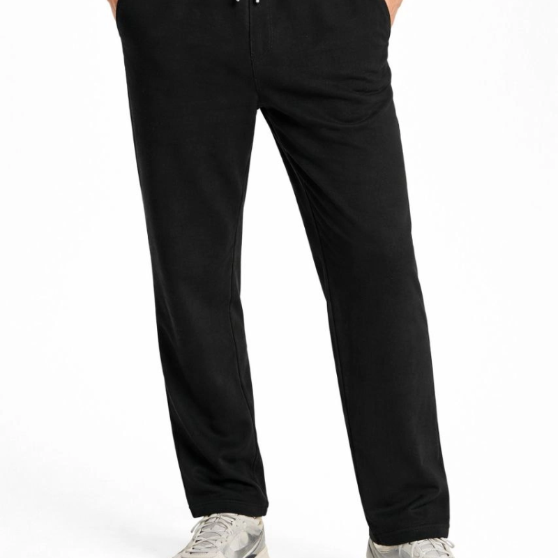 Erkek Düz Paça Beli Lastikli Eşofman Altı Pantolon - Siyah