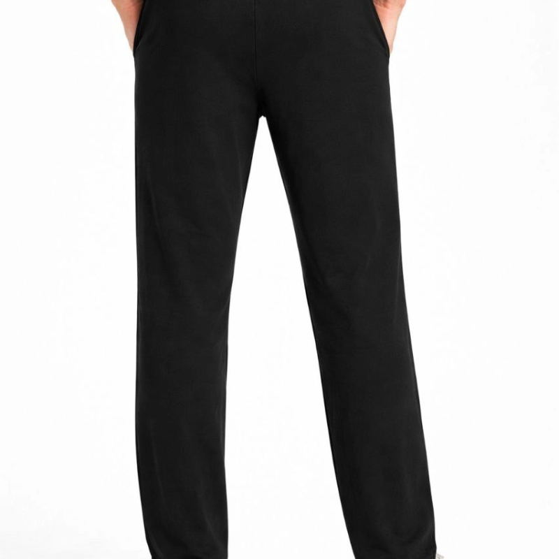 Erkek Düz Paça Beli Lastikli Eşofman Altı Pantolon - Siyah