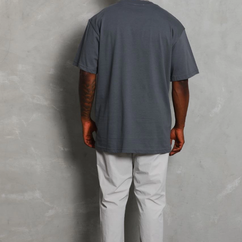 Erkek Düz Yazlık Kısa Kol Tişört Bisiklet Yaka Oversize T-Shirt - Füme