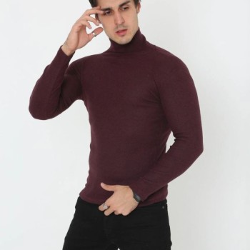 Erkek Fitilli Kaşkorse Kumaş Boğazlı Full Likralı Slimfit Body - Bordo