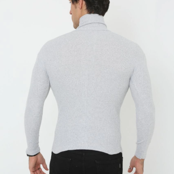 Erkek Fitilli Kaşkorse Kumaş Boğazlı Full Likralı Slimfit Body - Gri