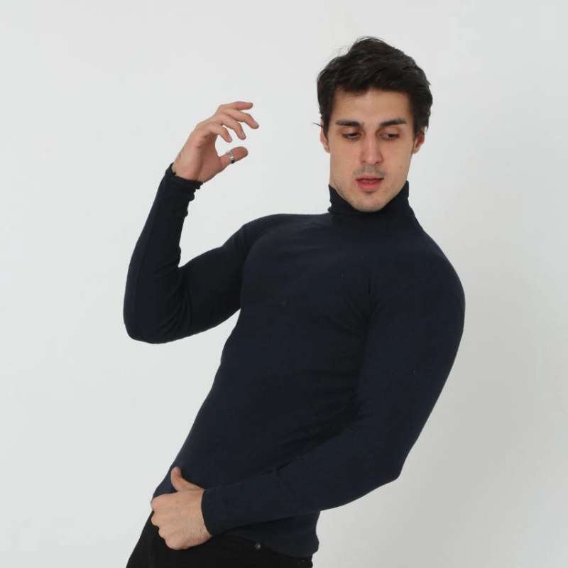 Erkek Fitilli Kaşkorse Kumaş Boğazlı Full Likralı Slimfit Body - Siyah