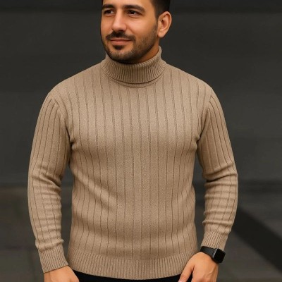 Erkek Fitilli Kazak Tam Boğazlı Balıkçı Yaka Triko 3'lü Set Bebek Mavisi-Bej-Siyah