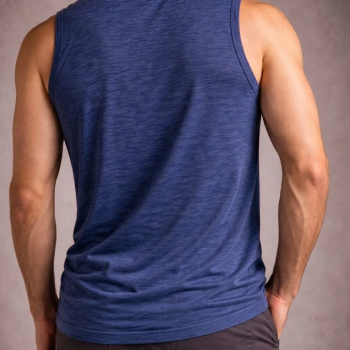 Erkek Flamlı Kumaş Kolsuz Atlet Günlük Fitness Spor T-Shirt - İndigo