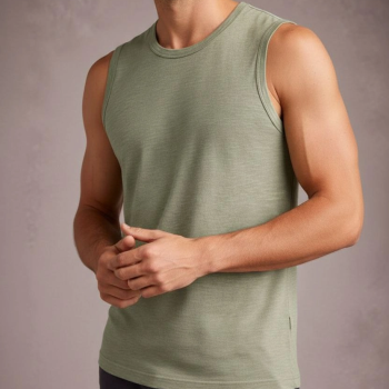 Erkek Flamlı Kumaş Kolsuz Atlet Günlük Fitness Spor T-Shirt - Mint Yeşili