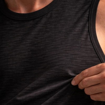 Erkek Flamlı Kumaş Kolsuz Atlet Günlük Fitness Spor T-Shirt - Siyah