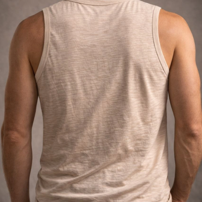 Erkek Flamlı Kumaş Kolsuz Atlet Günlük Fitness Spor T-Shirt - Taş