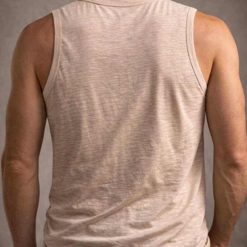 Erkek Flamlı Kumaş Kolsuz Atlet Günlük Fitness Spor T-Shirt - Taş