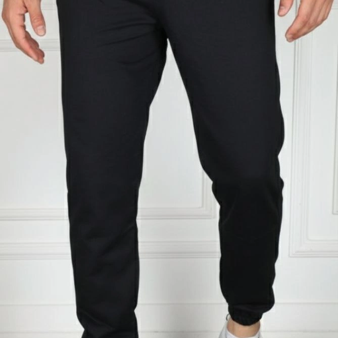 Erkek Jogger Eşofman Altı Cepli, Paça Lastikli , Spor Pantolon - Siyah