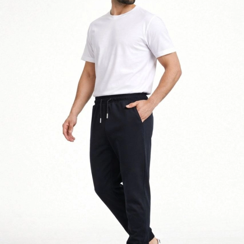 Erkek Jogger Eşofman Altı Cepli, Paça Lastikli , Spor Pantolon - Siyah