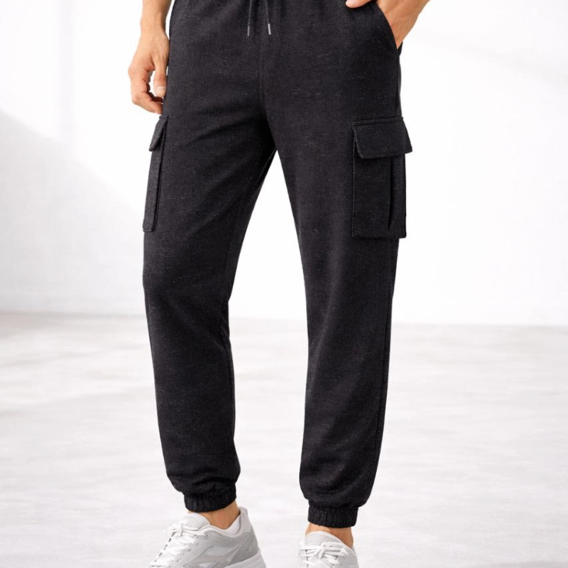 Erkek Jogger Eşofman Altı Kargo Cepli Lastikli Paça Spor Pantolon - Füme