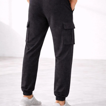 Erkek Jogger Eşofman Altı Kargo Cepli Lastikli Paça Spor Pantolon - Füme